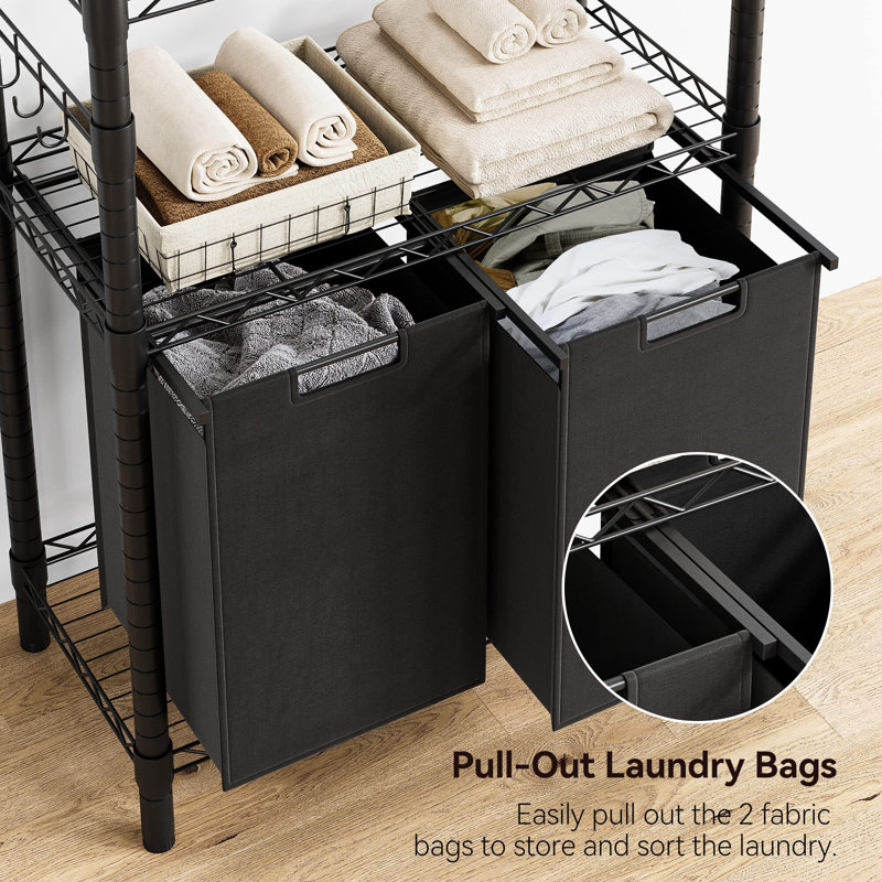 Homhougo Metal Free Standing Laundry Room Organizer Wayfair